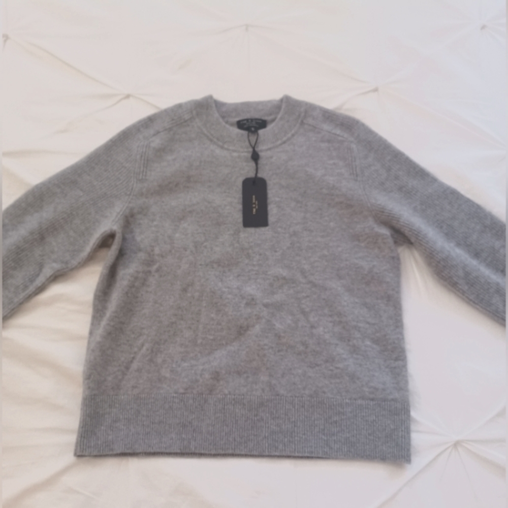 Rag & Bone Hathered Grey Logan CASHMERE Crew